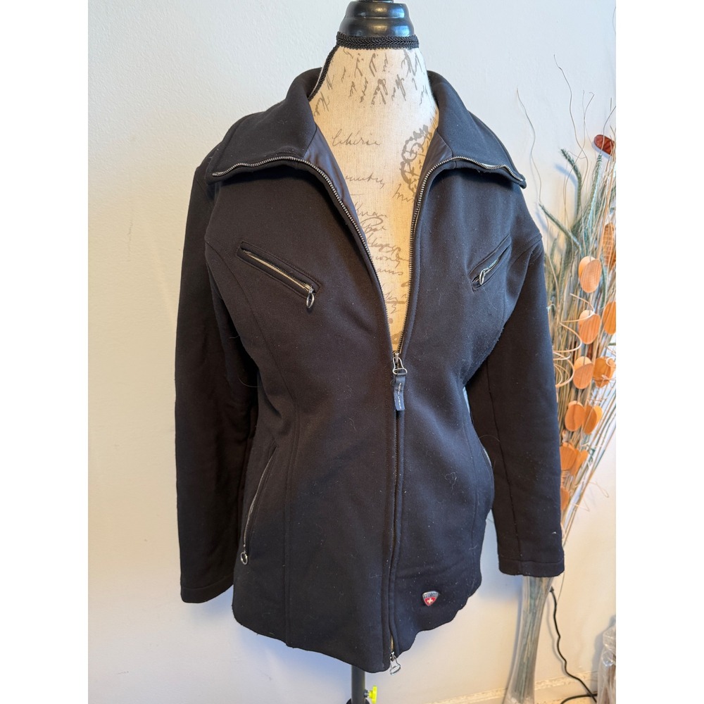 Post Card Womens Black Ski Jacket Made‎ in Italy Full Zip Moto Coat Size 8 US